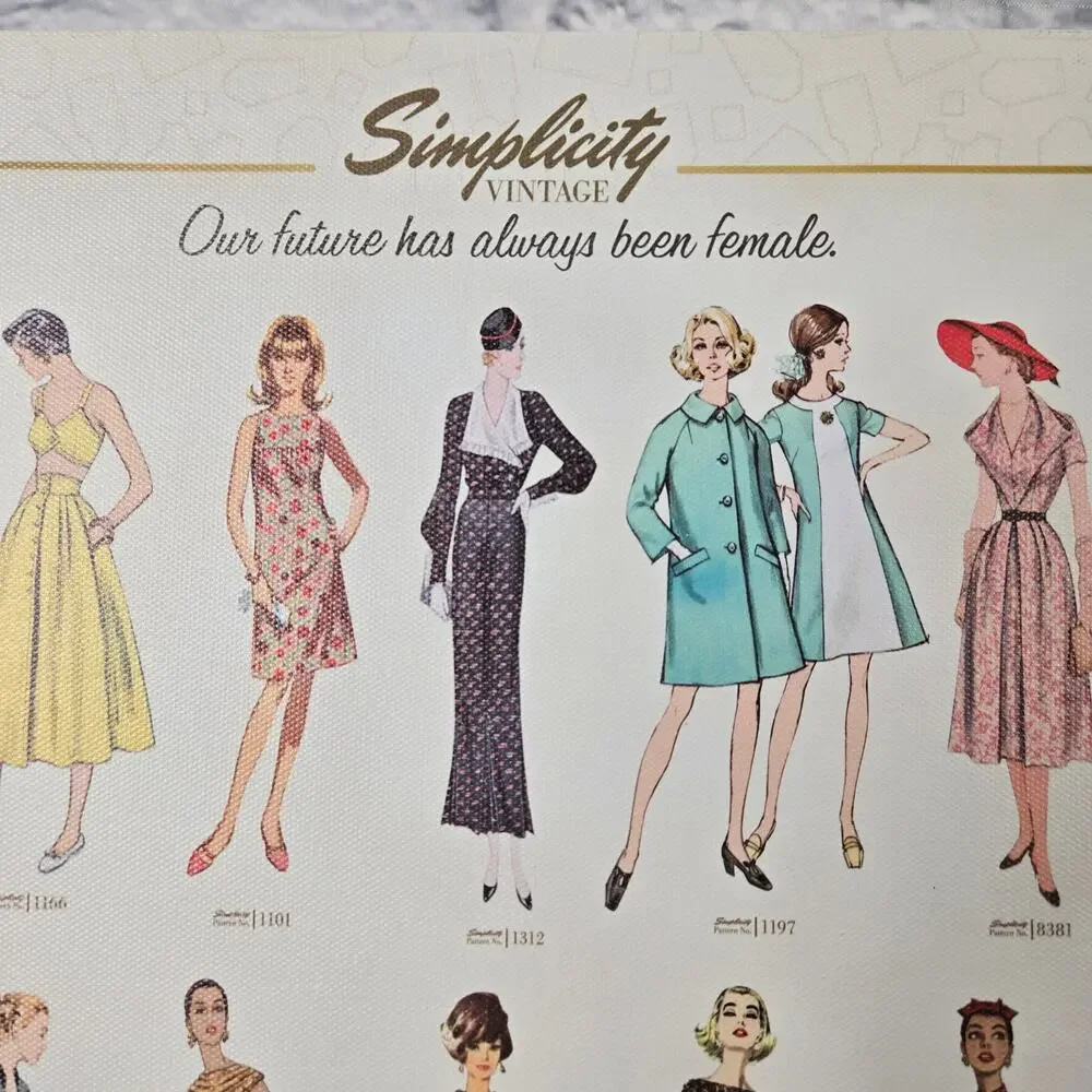 Simplicity Vintage Patterns Canvas Artwork Our Future Has Always Been Female